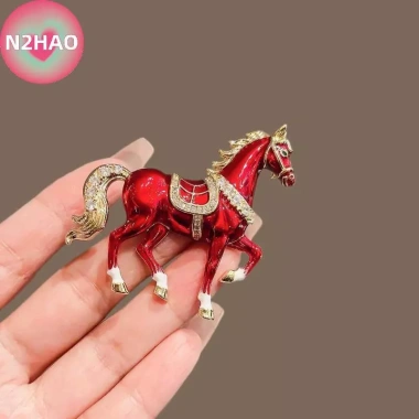 Trâm cài chạy ngựa kim cương giả men 4 màu - Động vật, phù hợp tiệc và quà tặng 3