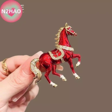 Trâm cài chạy ngựa kim cương giả men 4 màu - Động vật, phù hợp tiệc và quà tặng 5