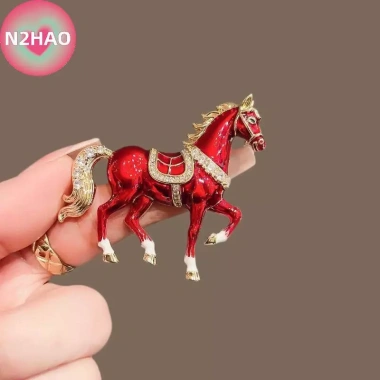 Trâm cài chạy ngựa kim cương giả men 4 màu - Động vật, phù hợp tiệc và quà tặng 6