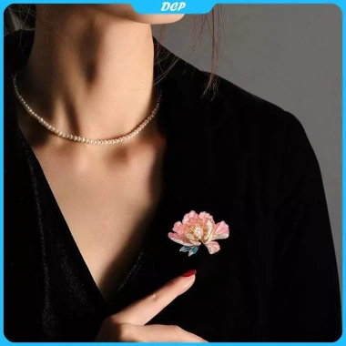 Trâm cài ngọc trai hoa mẫu đơn thanh lịch - Ghim áo khoác nam cao cấp, quà tặng lễ hội