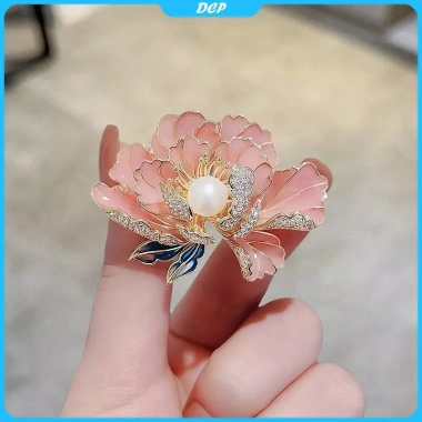 Trâm cài ngọc trai hoa mẫu đơn thanh lịch - Ghim áo khoác nam cao cấp, quà tặng lễ hội