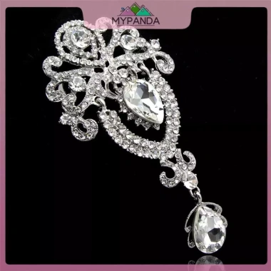 Trâm cài tóc cô dâu thổ cẩm MYPANDA - Đá pha lê kim cương giả lớn, chỉ 53.900₫
