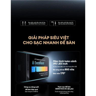 Trạm Sạc GaN CUKTECH 30 300W 1.83 inch - Bảo Hành 18 Tháng - Giá 3.14 Triệu 5 Trạm Sạc GaN CUKTECH 30 300W 1.83 inch - Bảo Hành 18 Tháng - Giá 3.14 Triệu 5