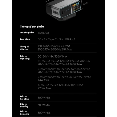 Trạm Sạc GaN CUKTECH 30 300W 1.83 inch - Bảo Hành 18 Tháng - Giá 3.14 Triệu