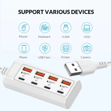 Trạm sạc nhanh cho nhiều thiết bị PVC trắng - Thiết kế bền bì, giá ưu đãi