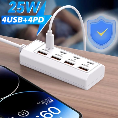 Trạm sạc nhanh cho nhiều thiết bị PVC trắng - Thiết kế bền bì, giá ưu đãi