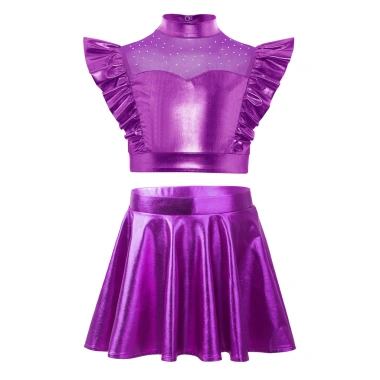 Trang phục bé gái Nyeemya Crop top không tay, cổ kim cương, váy lưới sáng, dây thắt lưng 5