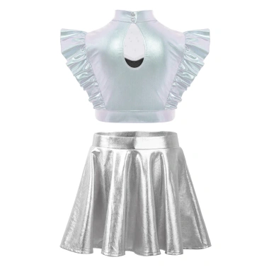 Trang phục bé gái Nyeemya Crop top không tay, cổ kim cương, váy lưới sáng, dây thắt lưng 8