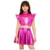 Trang phục bé gái Nyeemya Crop top không tay, cổ kim cương, váy lưới sáng, dây thắt lưng 10