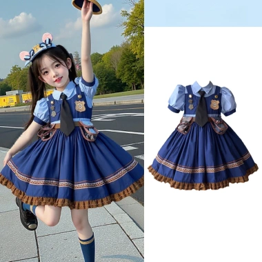 Trang phục cosplay Judy Hopps thỏ - Váy công chúa Lolita một mảnh cho bé gái, trọng sinh nhật 6