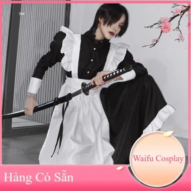 Trang phục cosplay Maid dài, đồ hầu gái cho nam nữ, gồm tất chân - giảm giá 155k