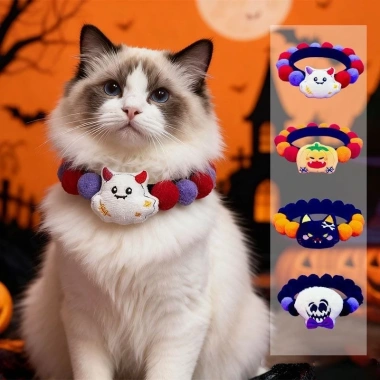 Trang phục Halloween cho thú cưng: Cổ khăn bí ngô quái vật cho mèo & chó giảm giá