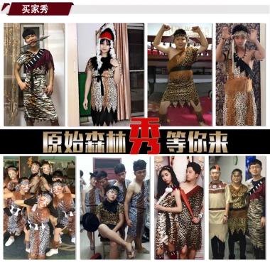 Trang phục Halloween Người Lớn Caveman Ấn Độ Hoang Dã Cosplay Thợ Săn Carnival Cặp Đôi 5