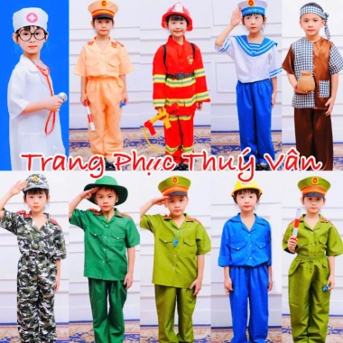 Trang phục hoá trang 15 nghề cho bé mầm non Kỹ sư, bác sĩ, cứu hỏa, nông dân, công nhân, giá chỉ 95.000đ