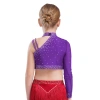 Trang phục khiêu vũ bé gái kim cương giả, crop top, lông vũ, quần đùi - độc đáo 6
