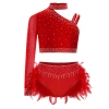 Trang phục khiêu vũ bé gái kim cương giả, crop top, lông vũ, quần đùi - độc đáo 10