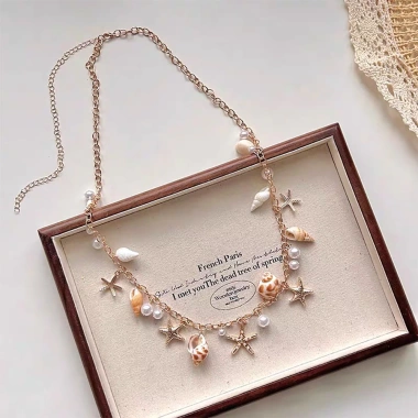 Trang sức boho retro nữ: thắt lưng nhựa sao biển và vòng cổ vỏ ngọc trai, thời trang đường phố, giảm giá 20% 4