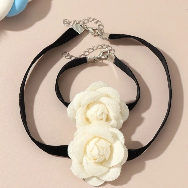 Trang sức hoa hồng cổ điển - Vòng tay và Choker điều chỉnh, giá ưu đãi 56.950₫