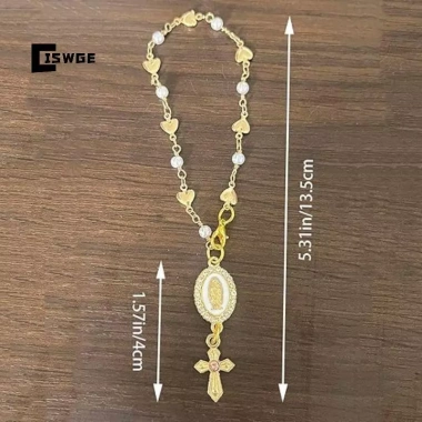 Trang Trí Ô Tô Mân Côi Dây Chuyền Chữ Thập Vô Lăng Phụ Kiện Cơ Đốc 5 Trang Trí Ô Tô Mân Côi Dây Chuyền Chữ Thập Vô Lăng Phụ Kiện Cơ Đốc 5