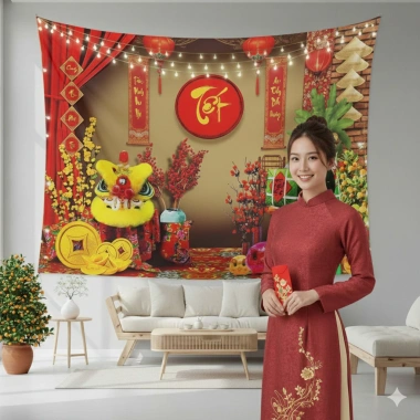 Trang Trí Tết 2.026 Mẫu HOT Tranh Vải 6D Rõ Nét Siêu Đẹp - Phông Nền Bính Ngọ Giá 64.499₫