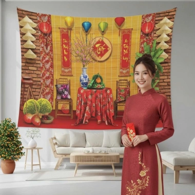 Trang Trí Tết 2.026 Mẫu HOT Tranh Vải 6D Rõ Nét Siêu Đẹp - Phông Nền Bính Ngọ Giá 64.499₫