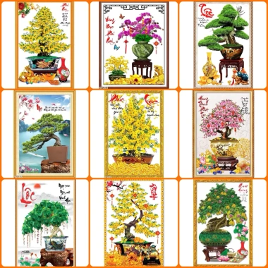 Tranh 3D dán tường Mai Vàng phong thủy - Tài lộc Phú quý May mắn 34.410 VND