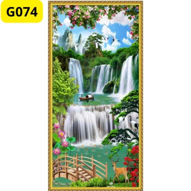 Tranh 3D Phong Cảnh Thác Nước Dán Tường Dán Kính Có Sẵn Keo Giá 108.000đ 3