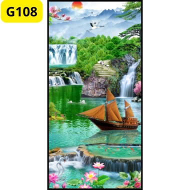 Tranh 3D Phong Cảnh Thác Nước Dán Tường Dán Kính Có Sẵn Keo Giá 108.000đ 5