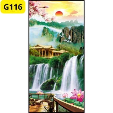 Tranh 3D Phong Cảnh Thác Nước Dán Tường Dán Kính Có Sẵn Keo Giá 108.000đ 8