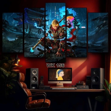 Tranh Black Myth Wukong Thiết Kế Rư - Bộ 5 Tấm Tráng Gương 5mm Cán Nhựa Fomex, Tặng Keo, Trang Trí Nhà, Giá 215.000 VND