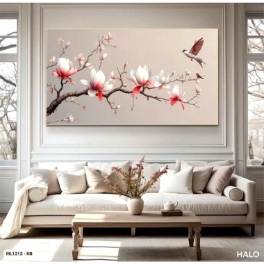 Tranh Canvas Cành Hoa Mộc Lan Cao Cấp Trang trí phòng khách, sofa, đầu giường - Giá chỉ 268.600₫ 7