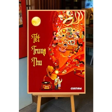 Tranh canvas Tết Trung Thu va Đoàn Viên - Trang trí quán coffee, nhà hàng, in yêu cầu, chèn logo, giá 185.000₫ 3