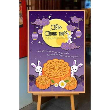 Tranh canvas Tết Trung Thu va Đoàn Viên - Trang trí quán coffee, nhà hàng, in yêu cầu, chèn logo, giá 185.000₫ 5