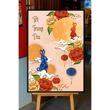 Tranh canvas Tết Trung Thu va Đoàn Viên - Trang trí quán coffee, nhà hàng, in yêu cầu, chèn logo, giá 185.000₫ 6