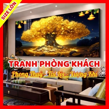 Tranh Cây Tài Lộc Phong Thủy Tráng Gương - Treo Phòng Khách, Hút Vượng Khí, 350.000