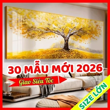 Tranh Cây Tài Lộc Phong Thủy Tráng Gương - Treo Phòng Khách, Hút Vượng Khí, 350.000