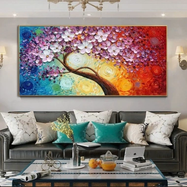 Tranh Cây Tài Lộc Phong Thủy Tráng Gương - Treo Phòng Khách, Hút Vượng Khí, 350.000