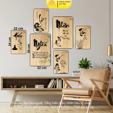 Tranh chữ Tâm thư pháp dán tường phong thủy, decor tiện lợi – chỉ 15.000₫ từ Trầm Thiên Hương