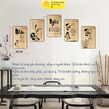 Tranh chữ Tâm thư pháp dán tường phong thủy, decor tiện lợi – chỉ 15.000₫ từ Trầm Thiên Hương