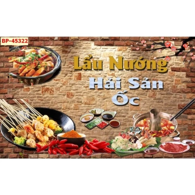 Tranh dán tường 3D vải lụa Quán nướng gà rán mỳ cay - Dán keo, giá 177.000 VNĐ
