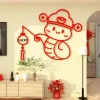 Tranh dán tường mica Năm Tỵ Rắn Happy Lucky - Trang trí Tết, năm mới, phòng khách, hoa mai đào 2