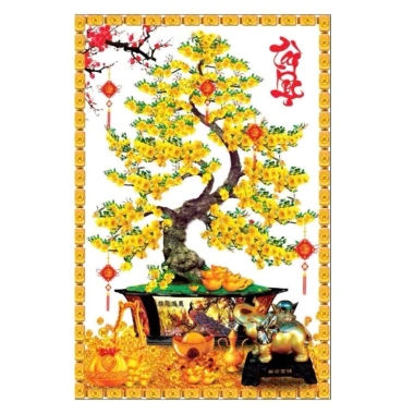 Tranh dán tường tết decal chống nước cây đào, cây mai - Chỉ 100.000, giao hàng miễn phí 2