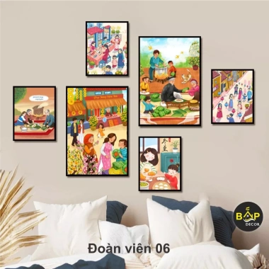 Tranh dán tường Tết decor phòng khách, bàn ăn - kèm keo dán Bắp Decor, giảm 20%