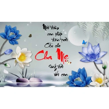 Tranh dán tường thư pháp chữ Cha Mẹ - Vải lụa, keo dán kèm, giảm còn 75.000đ
