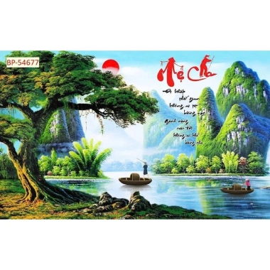 Tranh dán tường thư pháp chữ Cha Mẹ - Vải lụa, keo dán kèm, giảm còn 75.000đ