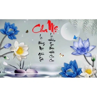 Tranh dán tường thư pháp chữ Cha Mẹ - Vải lụa, keo dán kèm, giảm còn 75.000đ