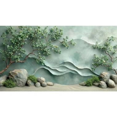 Tranh DECAL 3D cây xanh và hoa lá ven tường đá AI thế hệ mới MIYO - Giá 81.700₫ 2