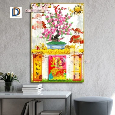 Tranh đốc lịch Tết 2.026 - Tranh tráng gương cao cấp, quà tặng sang trọng D01 8