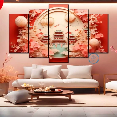 Tranh Ghép 5 Dán Tường Formex Tráng Gương Phong Cảnh 3D Không Khung Giá ưu đãi 127.500₫