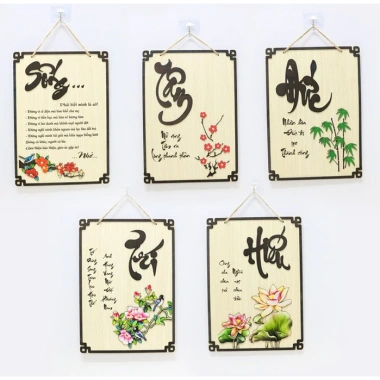 Tranh gỗ Thư pháp decor, trang trí, ý nghĩa gia đình, giảm 22% chỉ 69.300 VND